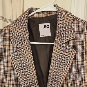 SO Women's Plaid Blazer - Brown and Black NWT